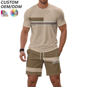 Ensemble deux pièces décontracté en coton tricoté respirant pour homme – T-shirt et short – Idéal pour l'été – Prise en charge OEM/ODM pour la personnalisation de logo et la fourniture aux marques - Product Image 1