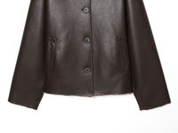Veste en similicuir marron vintage de luxe pour femme avec col en fourrure, manteau d'hiver chaud et épais en peau de mouton, blouson bomber en cuir PU surdimensionné