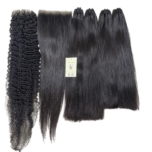 Extensions de trame de cheveux humains vietnamiens crus non chimiques bouclés profonds lâches fermeture de lacet noir naturel - Product Image 1