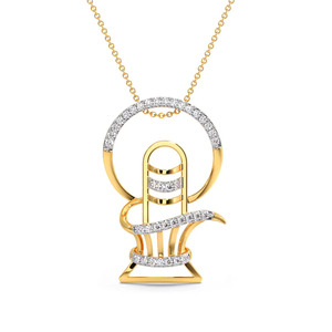 Collier pendentif en diamant avec motif Shiva Lingam - Product Image 1