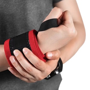 Bandes de maintien élastiques robustes rouges pour poignets, haute tension, renforcées, antidérapantes, avec boucle de pouce réglable en Velcro, unisexe, certifiées CE - Product Image 2