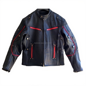 Mens Genuine Leather Winter Motorcycle <b>Jacket</b> with Zipper Closure Formal Style Solid Pattern Custom Logo <b>Patch</b> - Product Image 3