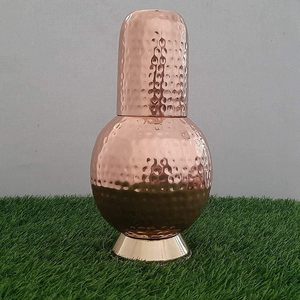Jarra Surahi de Cobre Martillado Tradicional Ayurvédico Puro de 650 ml, Hecho a Mano en India, con Logotipos Personalizados de Alta Calidad - Product Image 5