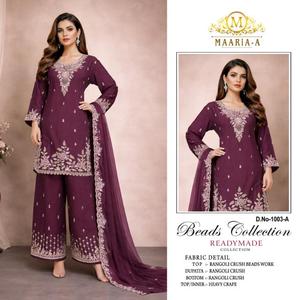 Women Purple Salwar Kameez With <b>Beads</b> Work Rangoli Crush Fabric Loose Fit Buy <b>Direct</b> From Supplier - Product Image 3
