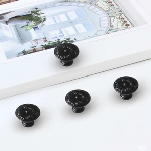 Bulk Order Classic Decorative Zinc Alloy Cabinetry Handles Matte <b>Black</b> <b>Knob</b> for Kitchen Furniture Bedroom Bathroom - Product Image 1