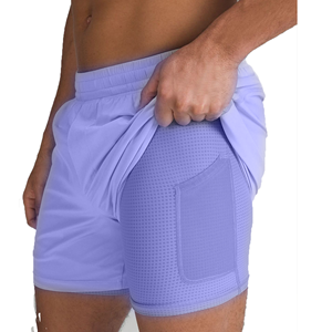 Pantalones Cortos Deportivos Morados de Cintura Alta para Hombre con Bolsillos, de Secado Rápido, Cintura Elástica, Tejido de Punto, Spandex y Poliéster - Product Image 5