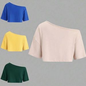 เสื้อครอปท็อปผู้หญิง แห้งเร็ว ลายพิมพ์เรียบ ผ้ายืด สแปนเด็กซ์ แขนสั้น เสื้อฤดูร้อน พร้อมโลโก้สั่งทำ บังกลาเทศ - Product Image 2