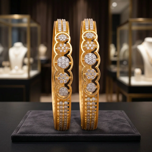 Juego de Pulseras de Lujo con Dijes de Bola de Circonio, Imitación de Latón Chapado en Rodio, Clásico Kada de Boda para Mujer, Joyería Nupcial - Product Image 3