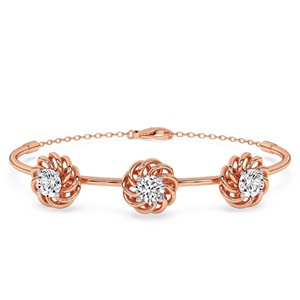 เครื่องประดับทองคำแท้ 18k รับรองโดย IGI ดีไซน์เกลียวเปิดปิดได้ ประดับเพชรทรงกลมสังเคราะห์ สำหรับผู้หญิงและเด็กผู้หญิง - Product Image 5