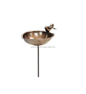 Vintage style metal <b>bird</b> bath <b>stand</b> for backyard garden decor sturdy construction rust proof coating long lasting use - Product Image 1