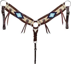 Ensemble de têtières pour chevaux indiens de qualité supérieure avec protège-poitrine au meilleur prix, têtière pour chevaux western sculptée à la main - Product Image 5