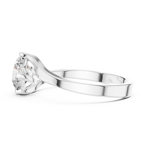 Bague de fiançailles solitaire en or blanc 14 carats plaqué rhodium avec diamant serti à griffes - Designs classiques Eterna & Velora - Product Image 4