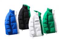 Blouson Bomber Matelassé Homme Hiver Épais Col Montant Réversible Logo Avant Coupe-Vent Respirant Écologique