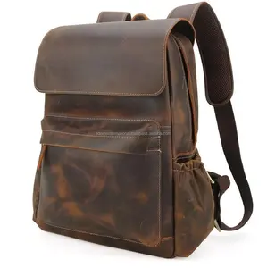 Top Quality Leather Men Pure Cowhide Laptop Back Pack Bag | custom business notebook computer laptop bag wholesaler manufacturer