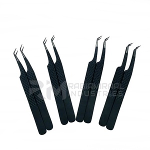 Pince à épiler pour extensions de cils en acier inoxydable de haute qualité RMI, 45 degrés, logo personnalisé, emballage d'usine, pince à épiler à pointe en fibre pour cils - Product Image 4