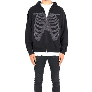 Baggy full face <b>zip</b> hoodie for streetwear brands cotton fleece custom low moq - Product Image 1