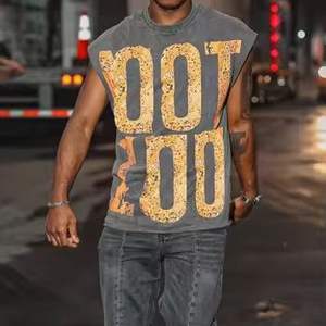 Camiseta sin Mangas Personalizada de Alta Calidad, con Logotipo Personalizado, Informal, Transpirable, de Algodón/Fibra de Bambú, para Hombre, Talla Grande - Product Image 4