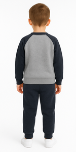 Ensemble de survêtement col rond pour enfants – Sweat-shirt et pantalon de jogging – Tissu en mélange de coton ultra-doux, coupe extensible idéale pour jouer - Product Image 2