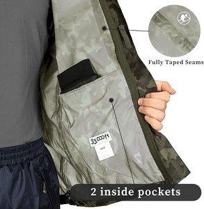 Men's <b>Camouflage</b> Hooded Windbreaker Waterproof Windproof Lightweight Packable <b>Jacket</b> with Zipper - Product Image 3