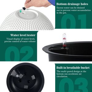 Grande Vaso Sospeso Autoirrigante da 13,4 Pollici Ispirato al Rattan, Resistente alla Decomposizione delle Radici, con Serbatoio d'Acqua, Accessorio per Cesti Sospesi - Product Image 5