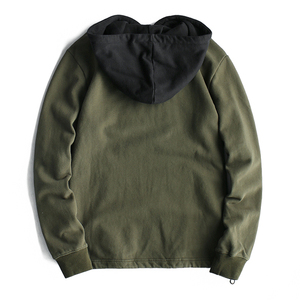เสื้อฮู้ดสีเขียวมะกอกสำหรับผู้ชาย ทรงโอเวอร์ไซส์ ผ้าฝ้ายเฟรนช์เทอร์รี่ สวมใส่สบาย มีกระเป๋าหน้า เหมาะสำหรับฤดูหนาว รับผลิตแบบ OEM มีซับใน - Product Image 2
