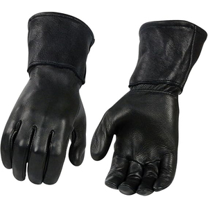 Gants de moto en cuir noir pour homme Samroz Sports avec écran tactile et lumière LED sur les doigts - Product Image 1