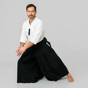 Uniforme d'arts martiaux Aikido unisexe, haut blanc, pantalon noir, 100% coton, coupe ample, durable, léger, adulte, Eoin Winston sports - Product Image 1