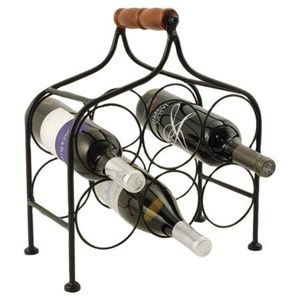 Estante de Vino Metálico Premium para 9 Botellas, Soporte de Mesa con Asa de Madera, Acabado Negro, Organizador de Almacenamiento para Bar y Hogar - Product Image 6