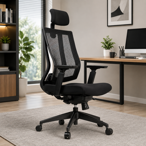 Fauteuil de bureau ergonomique pivotant KINSHA 3D moderne en acier réglable avec accoudoirs, inclinaison à 3 niveaux et vérin à gaz pour la maison, le bureau ou la chambre - Product Image 1