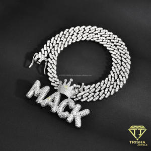 Designer-Stil BELLO Kronen-Anhänger-Halskette mit im Labor gezüchtetem Diamanten, 925er Sterlingsilber, luxuriöser Statement-Schmuck - Product Image 1