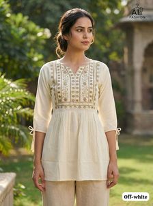 <b>Indian</b> Traditional Wear Wine Heavy Rayon Short Kurtis Traditional Embroidered Loose Fit Midi <b>Top</b> Casual <b>Indian</b> Pakistani Style - Product Image 4