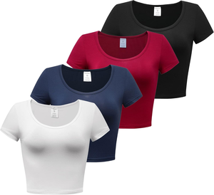 T-shirt court à manches courtes imprimé uni tendance pour femme 2026 – Design personnalisé – T-shirt court décontracté pour femme - Product Image 6