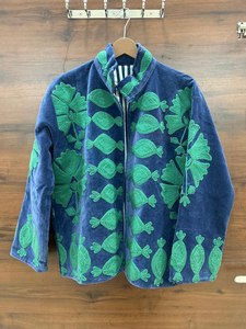 เสื้อโค้ทสไตล์วินเทจแบบอุซเบก ผ้ากำมะหยี่นุ่ม ปักลายซูซานี แจ็คเก็ตฤดูใบไม้ผลิ ลายดอกไม้พิมพ์ลาย ผ้าฝ้าย 100% ลายดอกไม้ฤดูหนาว - Product Image 4