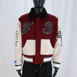 Vestes universitaires personnalisées en gros avec logo, patchs en laine et broderie chenille, vestes d'hiver streetwear tendance pour hommes - Product Image 1