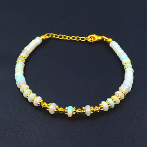 HAYAAT GEMS Rainbow Multi <b>Fire</b> Opal Roundel Beads Gemtone Imitation Pearl Romantic Unisex Bracelet Gift - Product Image 2