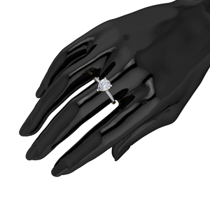 Divya Creations Women's 925S <b>Solid</b> <b>Silver</b> Rhodium Plated Classic Design Prong Setting Brilliant Cut Diamond Gemstone IGI Ring - Product Image 2