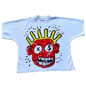 เสื้อยืดคัฟฟ์ดิสเทรสทรงโอเวอร์ไซส์ ตัดเย็บแบบดิบ  พร้อมพิมพ์ลาย DTG  ชายเสื้อดิบ ทรงบ็อกซี่  แบบครอป สำหรับผู้ชาย - Product Image 1