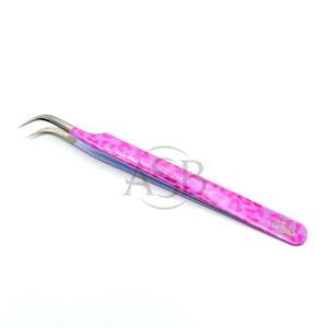 Pinzas para Extensión de Pestañas de Acero Inoxidable Curvadas y Resistentes con Estampado de Leopardo Rosa, Instrumento de Belleza con Logotipo Personalizado - Product Image 3