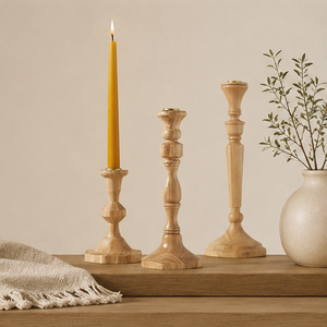 Handcrafted Mango Wood Taper Candle Holder Set Vintage Georgian-Inspired Candlesticks For Home Decor And Wedding Centerpieces - Product Image 4
