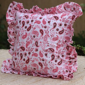 Fundas de Cojín con Estampado Floral y Rayas, Hechas a Mano en India, Cojines Decorativos Bohemios para Sofá, Decoración del Hogar Boho, Cojines Vintage de Algodón - Product Image 4