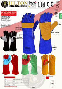 Guantes de Palma reforzados de cuero de vaca de alta calidad con puño de seguridad resistente al calor anticorte para trabajar y soldar-Proveedor a granel - Product Image 6