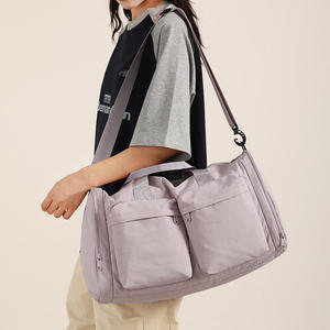 Sac de voyage pliable en polyester résistant à l'eau avec fermeture éclair, grande capacité, pour la gym et les séjours d'une nuit, compartiment à chaussures - Product Image 5