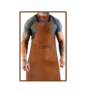 Cowhide Split <b>Leather</b> <b>Work</b> Shop Apron With <b>Tool</b> Pockets Heat and Flame Resistant Welding Apron Heavy Duty Firefighting Welders - Product Image 6