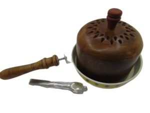 Home Purifying Hand-Loban <b>Incense</b> Burner with Wooden Handle for Home Fragrance & Bakhoor with Steel Tong And Wooden Base Burner - Product Image 3