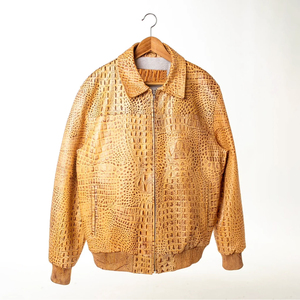 OEM Service Customized Color Leather Stand Front High Street Vintage Bomber <b>Jacket</b> <b>Men</b> Winter Waterproof Breathable Quick Dry - Product Image 1