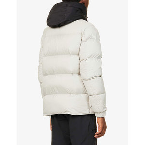 Veste matelassée blanche pour homme avec capuche noire, col montant, coupe-vent, rembourrage en polyester, manteau d'hiver décontracté, coupe régulière - Product Image 2