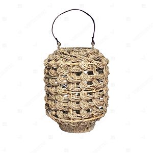 Portavelas Moderno de Hierba Marina Orgánica, Farol Colgante Anudado, Portavelas de Cristal para Jardín, Luz Decorativa para Interiores del Hogar - Product Image 3
