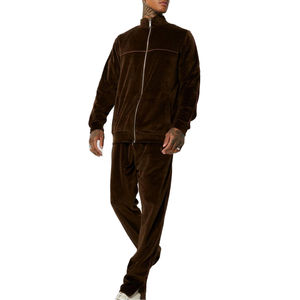 Survêtement d'hiver tendance pour homme, respirant, design patchwork, sweat à capuche zippé, prix abordable, 100% nylon polaire, pour la gym et les loisirs - Product Image 1