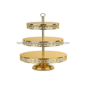 Support à gâteaux et desserts en métal à 3 niveaux Forme ronde Taille personnalisée Support à gâteaux pour bonbons de mariage au prix le plus bas - Product Image 5