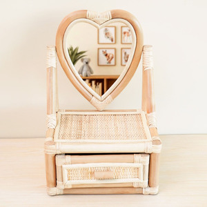 Small children wardrobe dressing table cheap price lovely heart shape rattan <b>vanity</b> <b>makeup</b> tables - Product Image 5